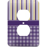 Purple Gingham & Stripe Electric Outlet Plate