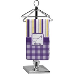 Purple Gingham & Stripe Finger Tip Towel - Full Print (Personalized)