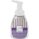 Purple Gingham & Stripe Foam Soap Bottle (Personalized)