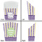 Purple Gingham & Stripe French Fry Favor Box - Front & Back View