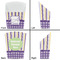 Purple Gingham & Stripe French Fry Favor Box - Front & Back View