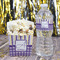 Purple Gingham & Stripe French Fry Favor Box - w/ Water Bottle