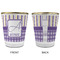 Purple Gingham & Stripe Glass Shot Glass - with gold rim - APPROVAL