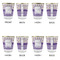 Purple Gingham & Stripe Glass Shot Glass - with gold rim - Set of 4 - APPROVAL