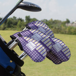 Purple Gingham & Stripe Golf Club Iron Cover - Set of 9 (Personalized)