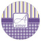 Purple Gingham & Stripe Icing Circle - Large - Single