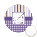 Purple Gingham & Stripe Printed Cookie Topper - 2.15" (Personalized)