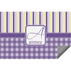 Purple Gingham & Stripe Indoor / Outdoor Rug - 6'x8' w/ Name and Initial