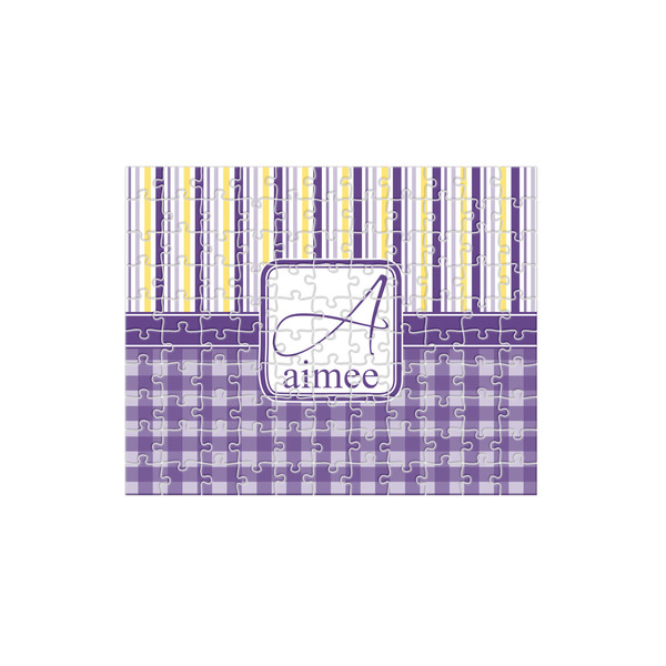 Custom Purple Gingham & Stripe 110 pc Jigsaw Puzzle (Personalized)