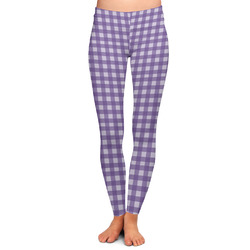 Purple Gingham & Stripe Ladies Leggings - Large