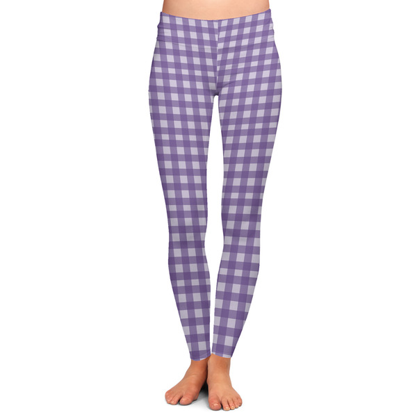 Custom Purple Gingham & Stripe Ladies Leggings - 2X-Large