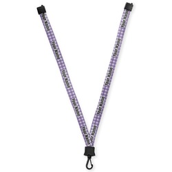 Purple Gingham & Stripe Lanyard (Personalized)