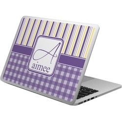 Purple Gingham & Stripe Laptop Skin - Custom Sized (Personalized)