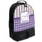 Purple Gingham & Stripe Large Backpack - Black - Angled View