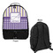 Purple Gingham & Stripe Large Backpack - Black - Front & Back View