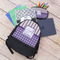 Purple Gingham & Stripe Large Backpack - Black - With Stuff