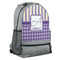 Purple Gingham & Stripe Large Backpack - Gray - Angled View