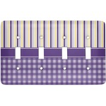 Purple Gingham & Stripe Light Switch Cover (4 Toggle Plate)