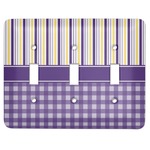 Purple Gingham & Stripe Light Switch Cover (3 Toggle Plate)