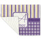 Purple Gingham & Stripe Linen Placemat - Folded Corner (single side)