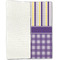 Purple Gingham & Stripe Linen Placemat - Folded Half