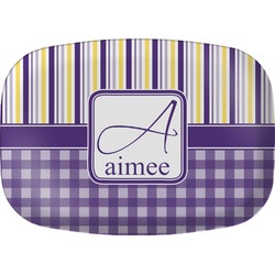 Purple Gingham & Stripe Melamine Platter (Personalized)