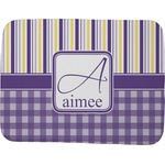 Purple Gingham & Stripe Memory Foam Bath Mat - 48"x36" (Personalized)