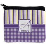 Purple Gingham & Stripe Rectangular Coin Purse (Personalized)