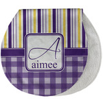 Purple Gingham & Stripe Burp Pad - Velour w/ Name and Initial