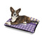 Purple Gingham & Stripe Outdoor Dog Beds - Medium - IN CONTEXT