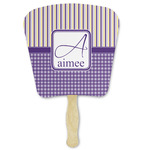 Purple Gingham & Stripe Paper Fan (Personalized)