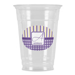 Purple Gingham & Stripe Party Cups - 16oz (Personalized)