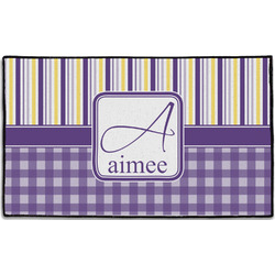 Purple Gingham & Stripe Door Mat - 60"x36" (Personalized)