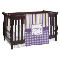 Purple Gingham & Stripe Baby Blanket (Personalized)