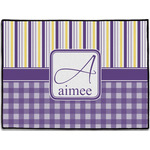 Purple Gingham & Stripe Door Mat (Personalized)