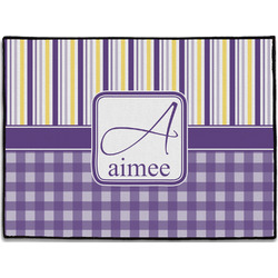 Purple Gingham & Stripe Door Mat - 24"x18" (Personalized)