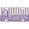 Purple Gingham & Stripe Personalized Novelty Mini License Plate