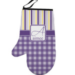 Purple Gingham & Stripe Left Oven Mitt (Personalized)