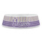 Purple Gingham & Stripe Plastic Pet Bowls - Large - FRONT