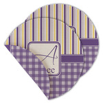 Purple Gingham & Stripe Round Linen Placemat - Double Sided - Set of 4 (Personalized)