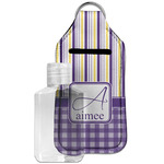 Purple Gingham & Stripe Hand Sanitizer & Keychain Holder - Large (Personalized)