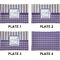 Purple Gingham & Stripe Set of Rectangular Appetizer / Dessert Plates (Approval)