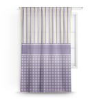 Purple Gingham & Stripe Sheer Curtain