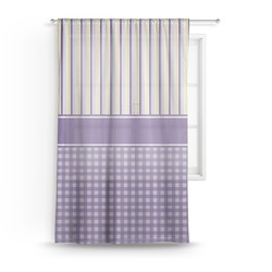 Purple Gingham & Stripe Sheer Curtain - 50"x84"