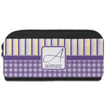 Purple Gingham & Stripe Shoe Bag (Personalized)