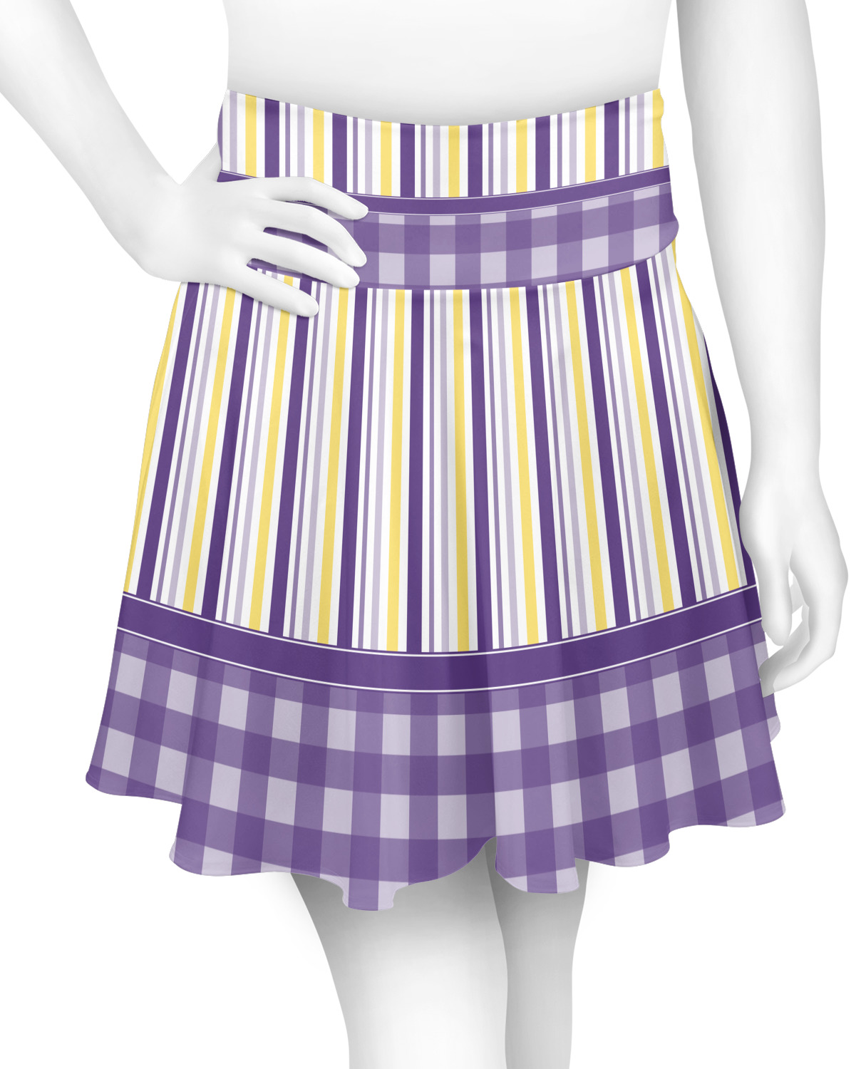 Purple Gingham & Stripe Skater Skirt - Medium (Personalized ...