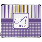 Purple Gingham & Stripe Large Gaming Mouse Pad - 12.5" x 10" (Personalized)