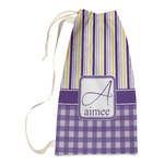 Purple Gingham & Stripe Laundry Bags - Small (Personalized)