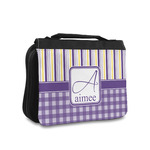 Purple Gingham & Stripe Toiletry Bag - Small (Personalized)