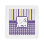 Purple Gingham & Stripe Standard Cocktail Napkins (Personalized)